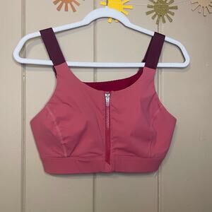 Outdoor Voices sports bra zip front racer back pink and berry Large/XL D Cup
